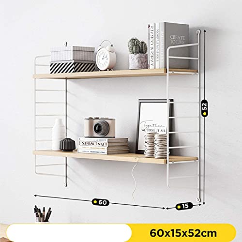 HJW Praktische opbergrek dubbellaags drijvende plank wandsteun, metalen hout opknoping opbergrek voor fotolijst boek plantenpot woonkamer slaapkamer badkamer keuken 1Huiyang-01020, wit - Image 3