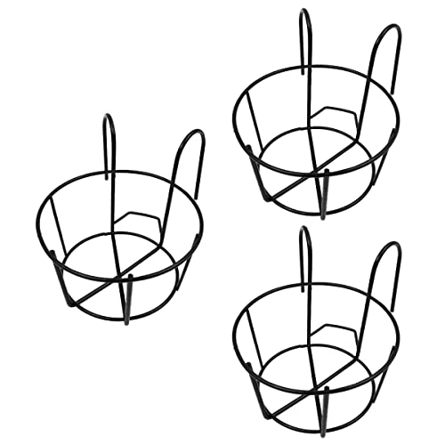 ZONADAH Lot de 3 petits supports de pots de fleurs ronds suspendus de 20 cm - En fer - Pour balcon ou véranda - Noir