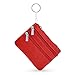 Femmes en Cuir Véritable Portefeuille Petit Porte-Monnaie avec Porte-cartes et Trois Fermetures éclair pour Femme Homme Enfant Fille Garcon Mini Coin Purse Wallet (Rouge)