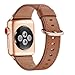 WFEAGL Compatible iWatch Band 44mm 42mm, Top Grain Leather Band with Gold Adapter (The Same as Series 4/3 with Gold Aluminum Case in Color) for iWatch Series 4/3/2/1 (Brown Band+Rosegold Adapter)