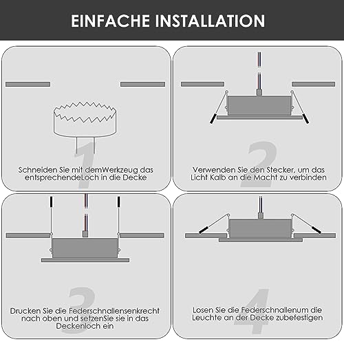 Asstikoo LED Einbaustrahler 230V Dimmbar, 7W 6er Set Einbauleuchten Deckenspots Deckenstrahler Lochöffnung Ø 85-100 mm, IP44 Ultra Flach LED Spots für Badezimmer Wohnzimmer