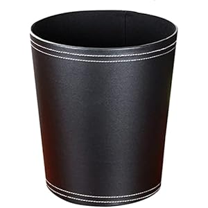 GORESE Prullenbak kantoor – prullenbak van leer in zwart, modern design, vuilnisemmer voor keuken, badkamer, kantoor…