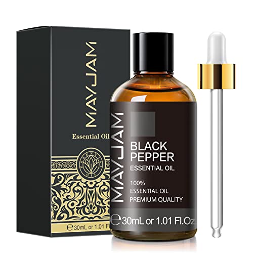 MAYJAM Schwarzer Pfeffer ätherische Öle 30ml, 100% Reine Natürliche ätherische Öle, Therapeutic-Grade Aromatherapie ätherisches Öl, Duftöle für Diffusor, Luftbefeuchter, Entspannen, Schlafen Cover