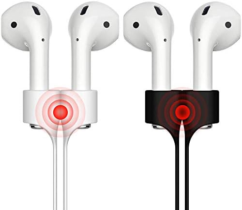 [2 Pack] Beeyoka Magnetic Strap for Airpods Silicone Anti-Lost Strap with Strong Magnetic Adsorption Connector Sports Neck Around Cord Strap for Airpods 2/1 (Black+White)