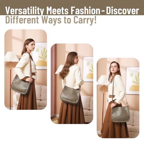 Image of WOOMADA Hobo Handbag for Women Vegan Leather Crossbody Bags Trendy Shoulder Bag with 2 Adjustable Strap(1pc-apricot)