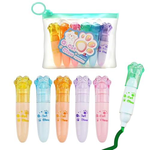 FunBlast Highlighter Pens – Cute Kawaii 6 Colors Highlighter Pen Set, Aesthetic Highlighters, Chisel Tip Book Marker, Pastel Colors Chisel Tip Marker Pens – Multicolor
