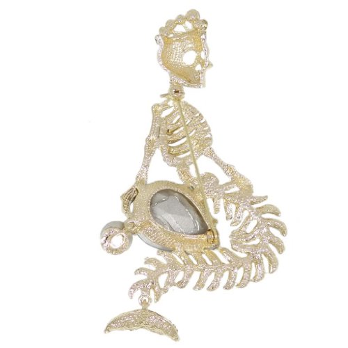 Image of EVER FAITH Women's Austrian Crystal Halloween Mermaid Skull Crown Teardrop Brooch