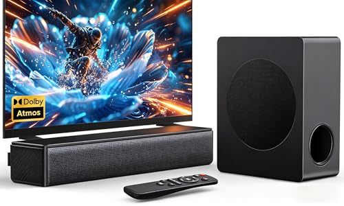 GEOYEAO 2.1 CH Sound bar with Subwoofers, 100W Sound Bar for Smart TV, Dolby Atmos Surround Sound...