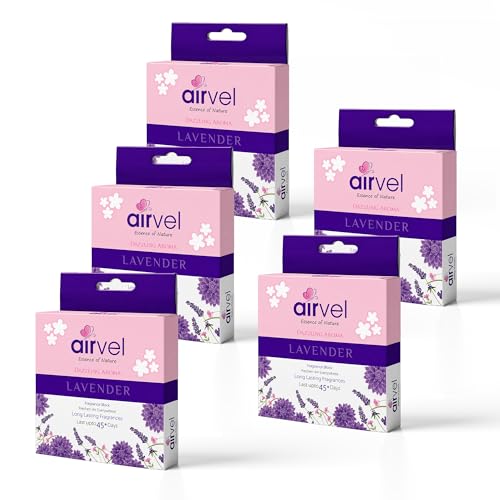 Image of Airvel Lusty Lavender Fragrance Block | Non-Toxic, Safe | Long-Lasting Freshness | Up to 45 Days Pack of 5 (75g Each)