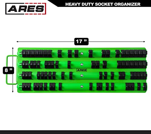 Ares 60040 - Green 80-Piece Socket Organizer - 1/4-Inch, 3/8-Inch, And 1/2-Inch Drive Socket Rails Hold 80 Sockets And Keep Your Tool Box Organized #TOP2