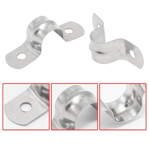Image of 32Pcs 12mm / 1 /2 inch Stainless Steel U Bracket Pipe Clamps | Conduit Clamps, Rigid Pipe Strap, Two Hole Cable Strap, Fit for Tube, Wire Cord, Pipe (OD 12mm / 1 /2 inch is not ID 12mm / 1 /2 inch)