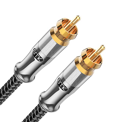 EMK 1.5Ft RCA to RCA Subwoofer Cable - 24K Gold-Plated, Nylon Braided RCA Audio Cable, Double Shielded Digital Coaxial Cable for Premium Home Theater & Hi-Fi Systems