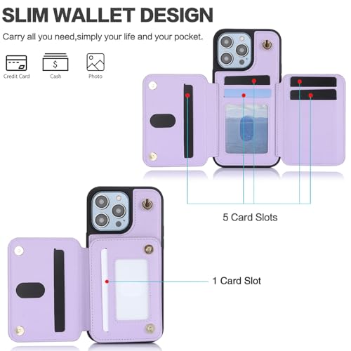 Housse en cuir iPhone 14 Pro Max finition premium violet avec rangements