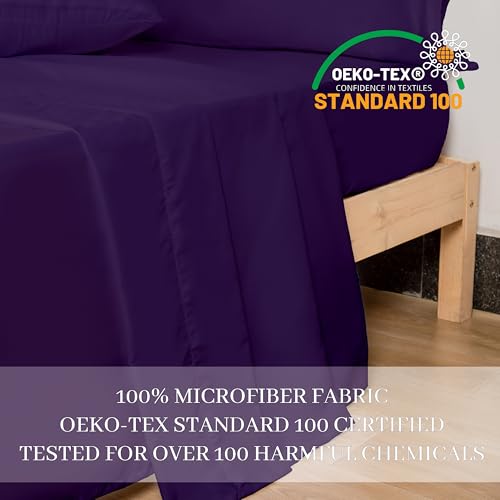 HBHLFZ King Flat Sheet - Ultra Soft Polyester Top Sheet - Hotel Quality Bed Sheets - Comfortable Wrinkle-Free - Easy to Care for - 1 King Flat Sheet Only(King,Purple)