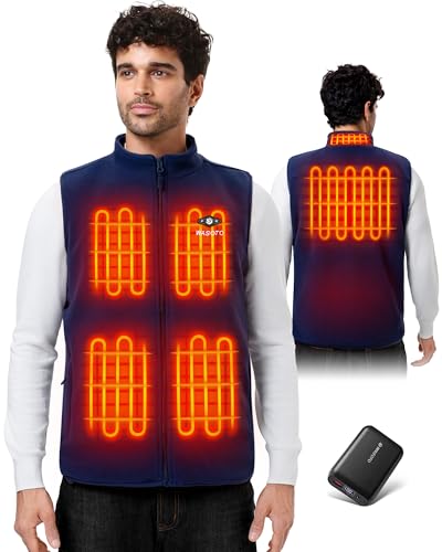 WASOTO Heated Vest for Men Fleece Vest（Navy Blue, XL）