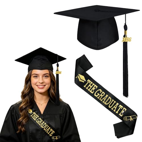 KOMEIYL Chapeau de Diplôme Unisexe, Chapeau Diplome 2026 Toque Diplome Avec Écharpe, Chapeau...