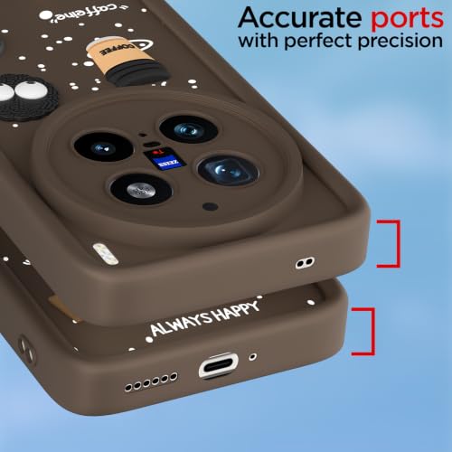 Image of Pikkme Back Cover for Vivo X200 Pro 5G | 3D Bear Silicone Cute & Fun Coffee Cartoon | Full Body Protection Bumper Case (Brown)