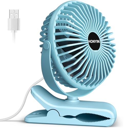 HONYIN Mini Ventilador USB con Clip, 720 Grados de Rotación Ventilador de Sobremesa Pequeño Silencioso, Pinza Ventiladores de Mesa para Hogar, Cama, Oficina y Escritorio