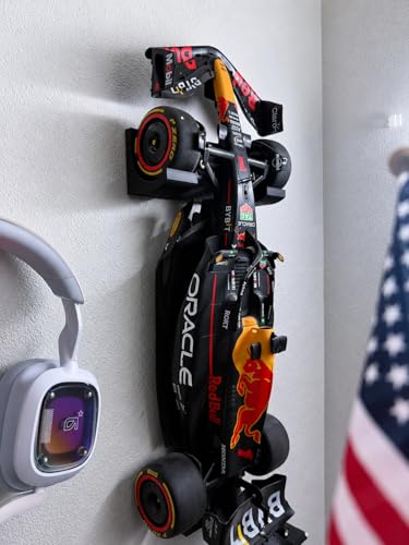 Image of 2 Pack F1 Car Wall Mount Compatible with Speed Champions Building Brick Cars | Racing Car Display with 3M VHB Easy Stick Tape & Screws | No-Drill Hanger for Collectible Toy Cars | Durable Bioplastic