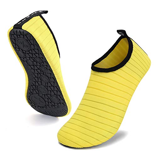 UBFEN Zapatos de Agua Mujer Zapatillas Secado Rápido Calcetines de Descalza Zapatos de Playa de Verano Deportes Acuáticos para Buceo Surf Yoga Amarillo 34 35 EU