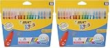 BIC Kids Kid Couleur Rotuladores Punta Media - Multicolor, Estuche de 18 Unidades (Paquete de 2)