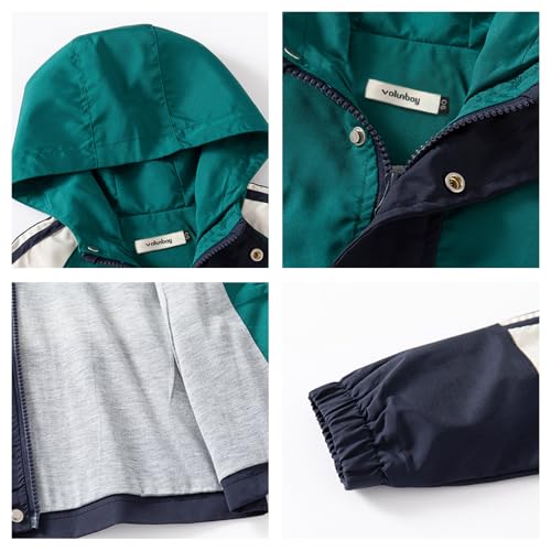 Image of Volunboy Toddler Boys Windbreaker Casual Outerwear Kids Lightweight Zip Hooded Jacket Baby Cute Dust Coat
