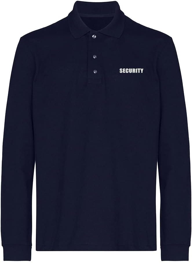 Mens Polo Shirts Security Embroidered Long Sleeve Polo Shirt Cotton Tennis Shirts for Men
