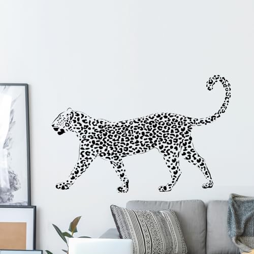 DTLIFEK 10 Sheets Leopard Print Wall Decal Black Leopard Spot Wall Stickers Vinyl Animal Print Pattern DIY Removable Peel and Stick Wallpaper for Kids Girls Bedroom Nursery Car Home Decoration (Black)