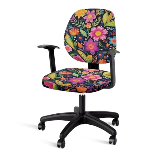 Hwiplsvny Flower Print Office Chair Covers Stretchable Computer Chair Protector Armrest Chair Slipcover Computer Chair Seat Cushion Cover Chair Protector