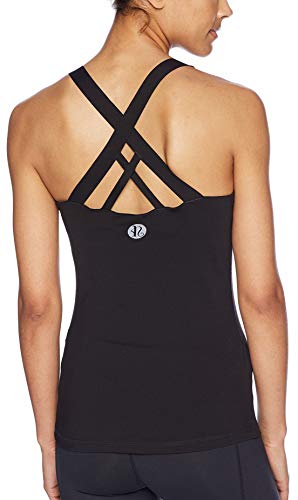 RUNNING GIRL Women's Workout Tank Top,Built in Shelf Sports Bra Strappy Back Compression Athletic Shirts(BX2680.Black.XL)
