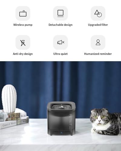 Image of PETKIT Cat Water Fountain, EVERSWEET SOLO SE, 1.85L Ultra Quiet Automatic Cat Drinking Fountain for Indoor Use, Easy-Clean Design with Carbon Filter and Separate Base, Plug-In Cat Water Dispenser