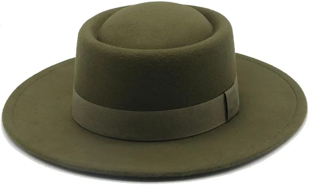 Fedoras Women Hats Ribbon Band Belt Formal Hat Wide Brim Pork Pie Hat Sombreros 5 56-58cm
