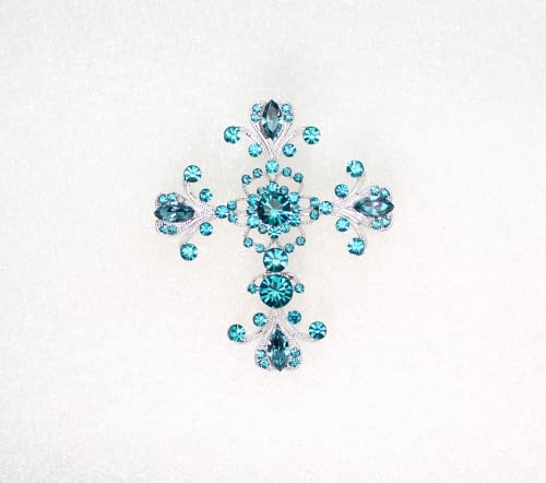 Image of Faship Gorgeous Rhinestone Crystal Cross Crucifix Pin Brooch