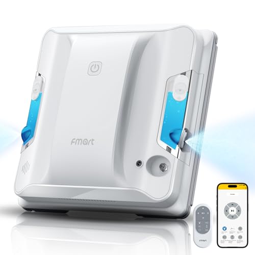 Fmart W7 - Robot per la pulizia delle finestre con funzione di spruzzatura, robot automatico per finestre, potente potenza di aspirazione 3800 Pa, serbatoio dell'acqua da 50 ml, programmazione