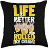 Rolled Ice Cream Dessert Recipes Machine Maker Throw Pillow, 18x18, Multicolor