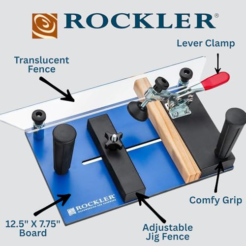 Rockler Rail Coping Sled for Router Table – Round Handle Router Sled for Firm Grip – Toggle Clamp Features Easy, Tool-Free Adjustments - Maximum Workpiece Dimension (5” Wide x 1-1/4”) - Router Jigs