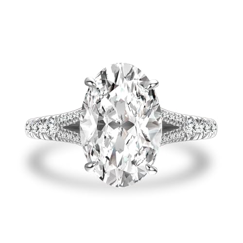 Maxinejewelry 3.5 Carat Oval Cut Engagement Ring with Split Shank,