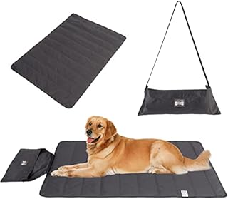 Tineer Portable Outdoor Pet Blanket Mat - 100 * 70 CM Cat and Dog Mat, Waterproof Dog Reversible Cushion Beds Foldable Storage Carry Bag Travel Pad for Crate, Dog Cage,Camping (Dark Gray)
