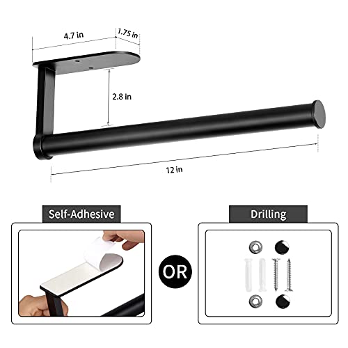 Foto von Schwarzer Küchenrollenhalter Ohne Bohren, OBODING, Selbstklebender Papierhandtuchhalter an der Wand Montiert für Küche und Badezimmer (Schwarz)