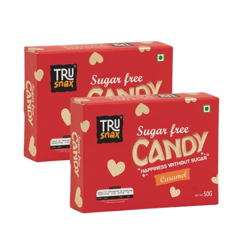 Image of TruSnax SugarFree Hard Candies | Caramel Flavour Candy | Diabetic and Keto Friendly Toffee | No Added Sugar | 100g(50 * 2)