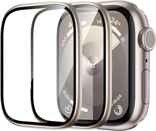 WSKEN Schutzfolie für Apple Watch Series 9/8/7 41mm Folie, [Titanium Alloy Frame] Displayschutz Schutzfolie Blasenfreie,...