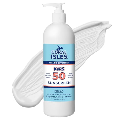 Rocky Mountain Sunscreen | KIDS Sunscreen SPF 50 | 16 Fl OZ Botlle w/Pump | Hawaii Compliant as Reef Safe | Octinoxate & Oxybenzone Free | Broad Spectrum UVA/UVB | Water Resistant 80 Min.