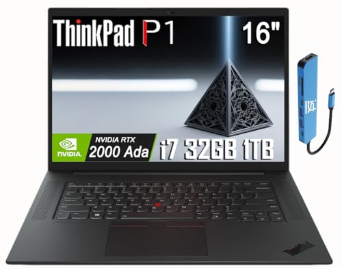 Lenovo ThinkPad P1 Mobile Workstation Laptop (16' FHD+, NVIDIA RTX 2000 Ada 8GB, Intel 14-Core i7-13800H, 32GB DDR5, 1TB SSD) 2 x Thunderbolt 4, Backlit, Fingerprint, IR Webcam, IST Hub, Win 11 Pro