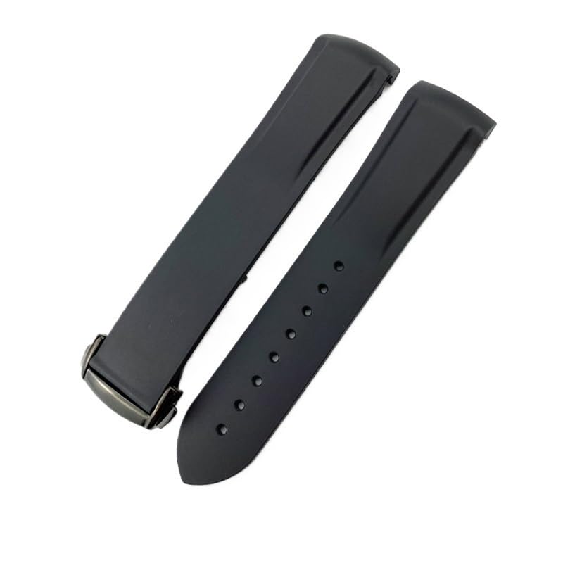 Bracelet montre caoutchouc de rechange 22mm noir pour réparer et sublimer votre Omega