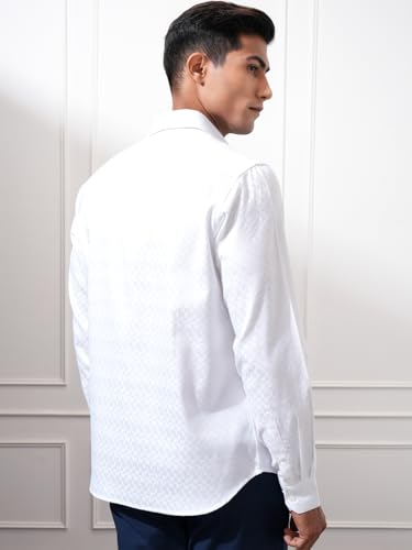 Image of Locomotive Men's Slim Fit Shirts | Self Design | Long Sleeves | Cutaway Collar | Casual Shirts | Stylish Shirt