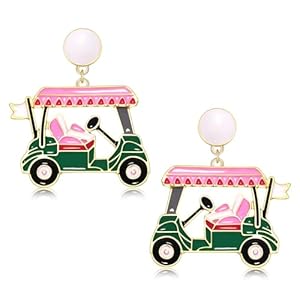 Golf Ball Bag Cart Earrings – Statement Golf Themed Jewelry for Women’s Sport Game Day Outfits & Gifts