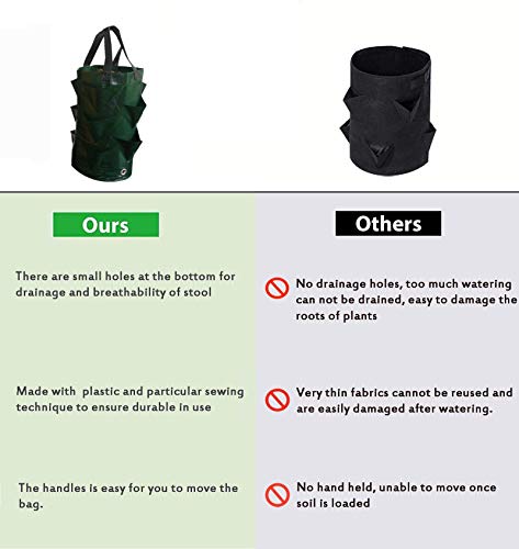 Rotors Plastic Strawberry Planting Bags 3 Gallons Strawberry Grow Bags, Multi-Mouth Container Bags, Vegetable Planter Bags Planting Growing Bags With Handles,Foldable Durable Pouch Root Plant Pot #TOP5