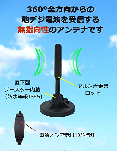 DOCTORADIO フルセグ ワンセグ 車載用 ロッド アンテナ ブースター内蔵 防水 マグネット基台 5m ケーブル (SMA/MCX/F型端子対応)