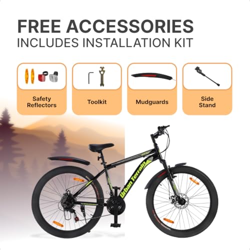 Urban Terrain Galaxy Ultra Multispeed High Performance Mountain Cycles for Men with Front Suspension and Dual Disc Brake MTB Bike 27.5T (21 Speed, Green)