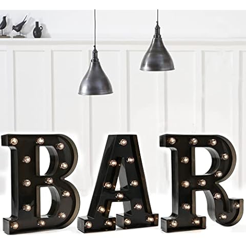 Oycbuzo Light up Black Alphabet Marquee Letters Sign LED Letter Lights for Home Bar Festival Birthday Party Wedding Decorative(BAR) Cover